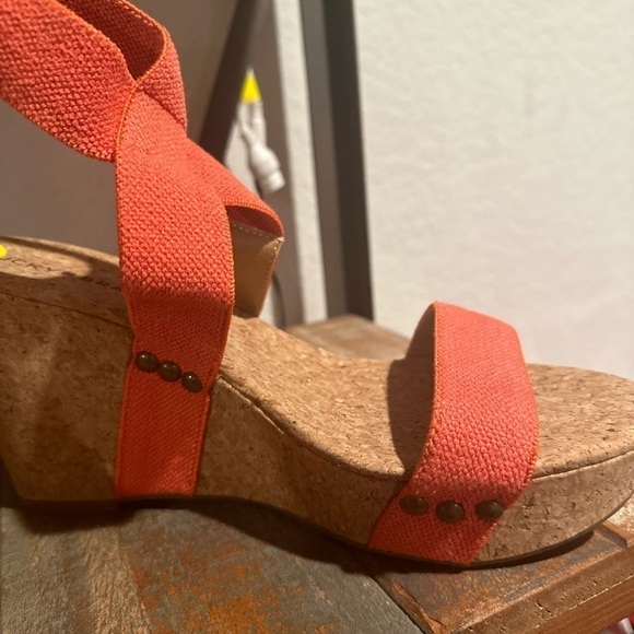 NWT Lucky Brand Maxyne Cork Wedge sandals pumps ankle strap open toed size 9 - Picture 7 of 10
